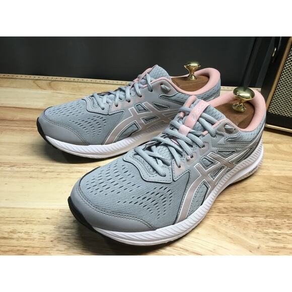 Asics Gel-Contend 8 Women 11 Gray Pink Lace-Up Low Top Athletic Running Sneakers - Picture 4 of 9